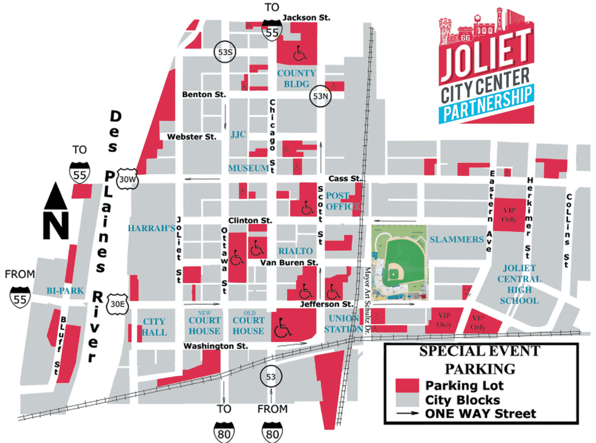 Downtown Joliet Parking Map
