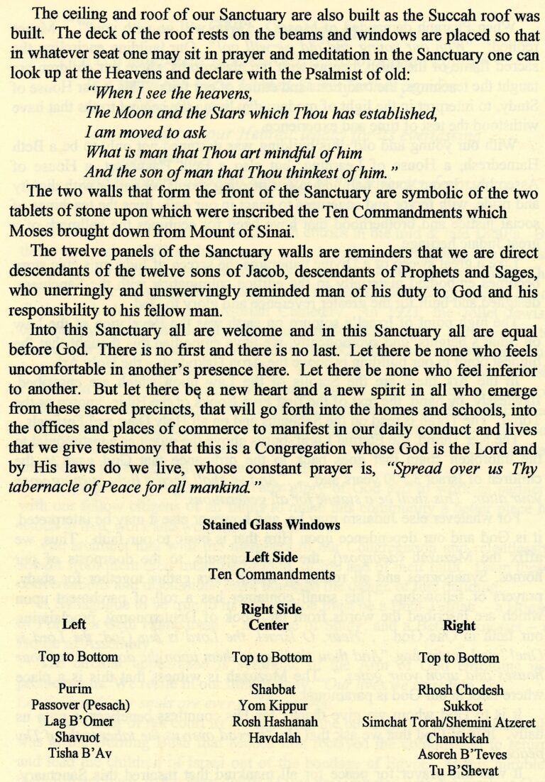 Joliet Jewish Congregation (Brochure-Rear)