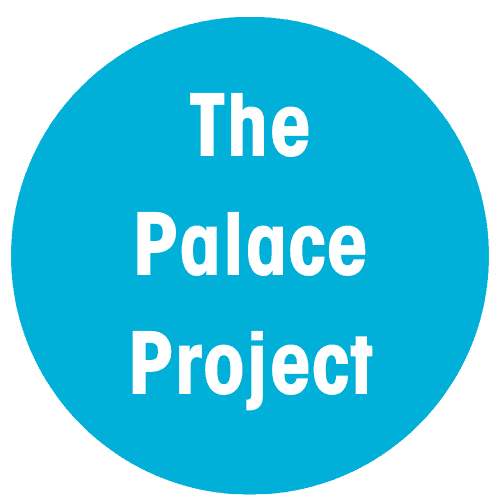 blue circle with the words the palace project