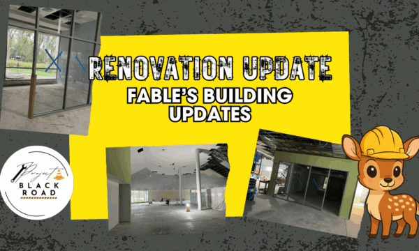 image with construction photos of black road branch. no carpet.