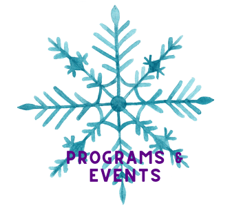 a snowflake with the words programs and events